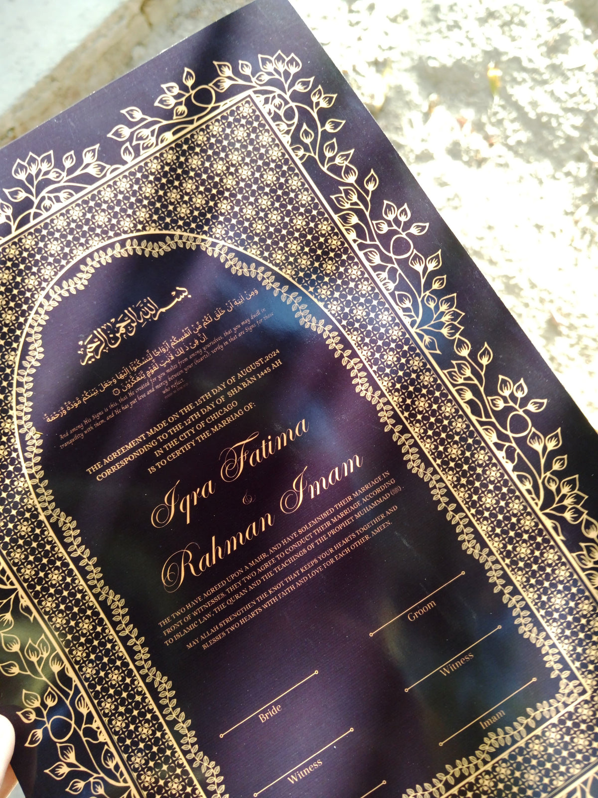 Nikkah Certificate , Nikkah Certificate, Nikkahnama, Muslim Marriage Certificate, A3 Certificate
