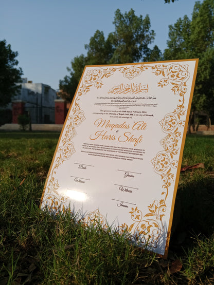 A3 Nikkah Certificate , Nikkah Certificate, Nikkahnama, Muslim Marriage Certificate, A3 Certificate