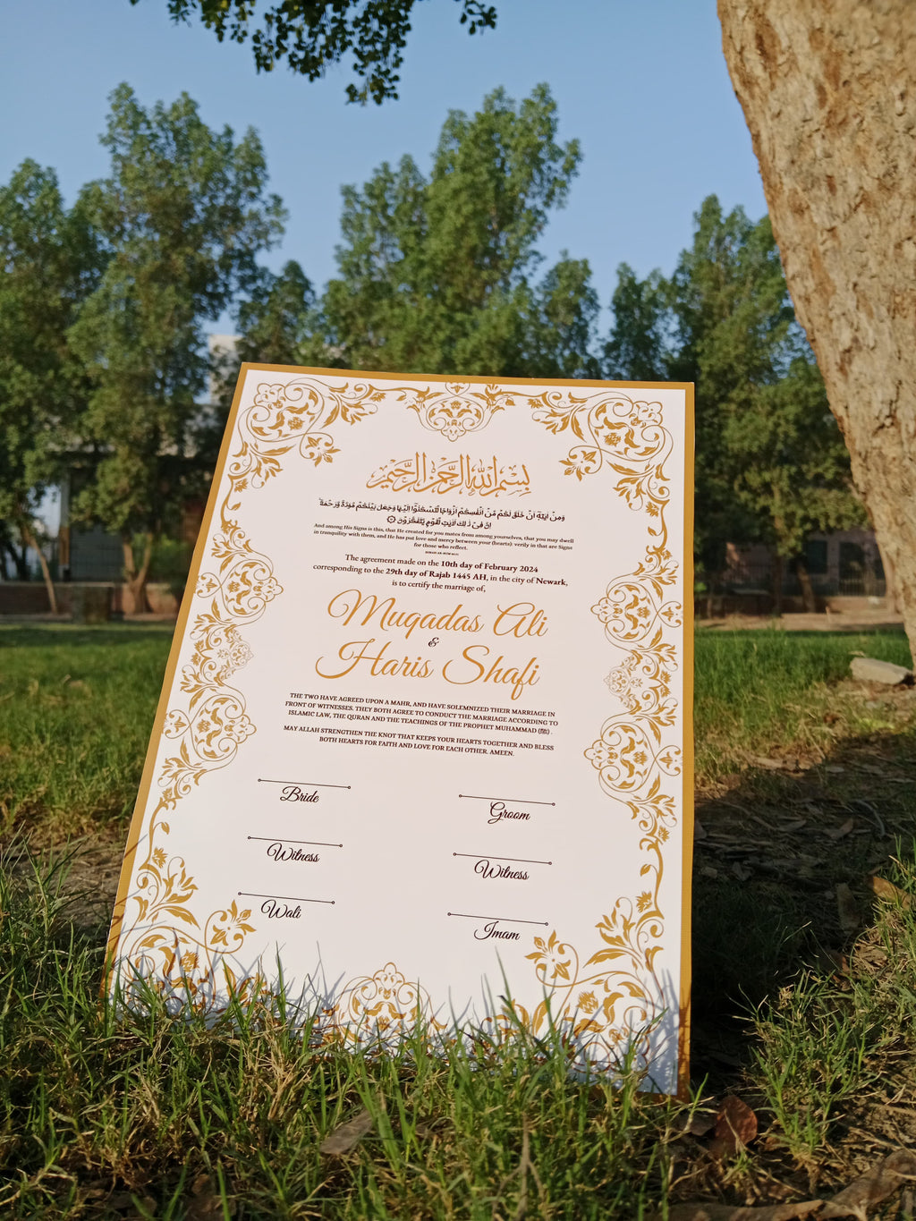 A4 Nikkah Certificate , Nikkah Certificate, Nikkahnama, Muslim Marriage Certificate, A4 Certificate