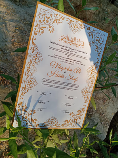 A3 Nikkah Certificate , Nikkah Certificate, Nikkahnama, Muslim Marriage Certificate, A3 Certificate