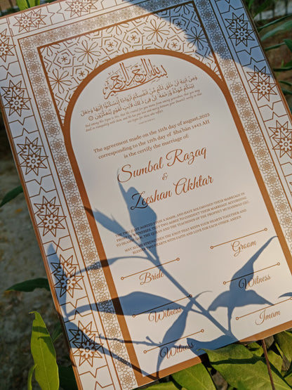 A4 Nikkah Certificate , Nikkah Certificate, Nikkahnama, Muslim Marriage Certificate, A4 Certificate