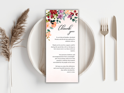 Burgundy Floral Wedding Invitation Suite, Editable RSVP, Details, Menu & Thank You Card (Digital Download) | MTC381