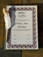 Nikkah Certificate with Feather Pen and Gold Frame
