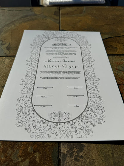 A3 Nikkah Certificate , Nikkah Certificate, Nikkahnama, Muslim Marriage Certificate, A3 Certificate