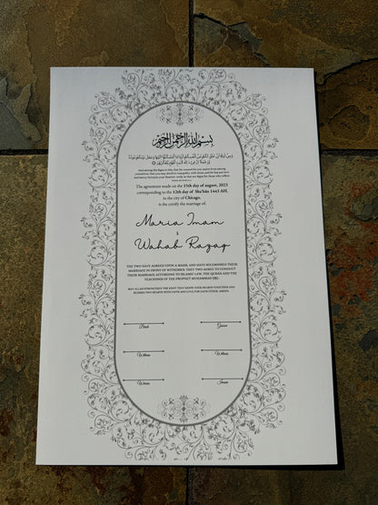 Nikkah Certificate , Nikkah Certificate, Nikkahnama, Muslim Marriage Certificate, A4Certificate