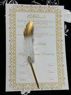 A3 Nikkah Certificate with Feather Pen  , Nikkah Certificate, Nikkahnama, Muslim Marriage Certificate, A3 Certificate