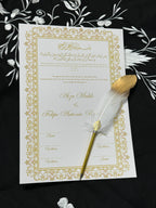 A4 Nikkah Certificate with Feather Pen  , Nikkah Certificate, Nikkahnama, Muslim Marriage Certificate, A4 Certificate