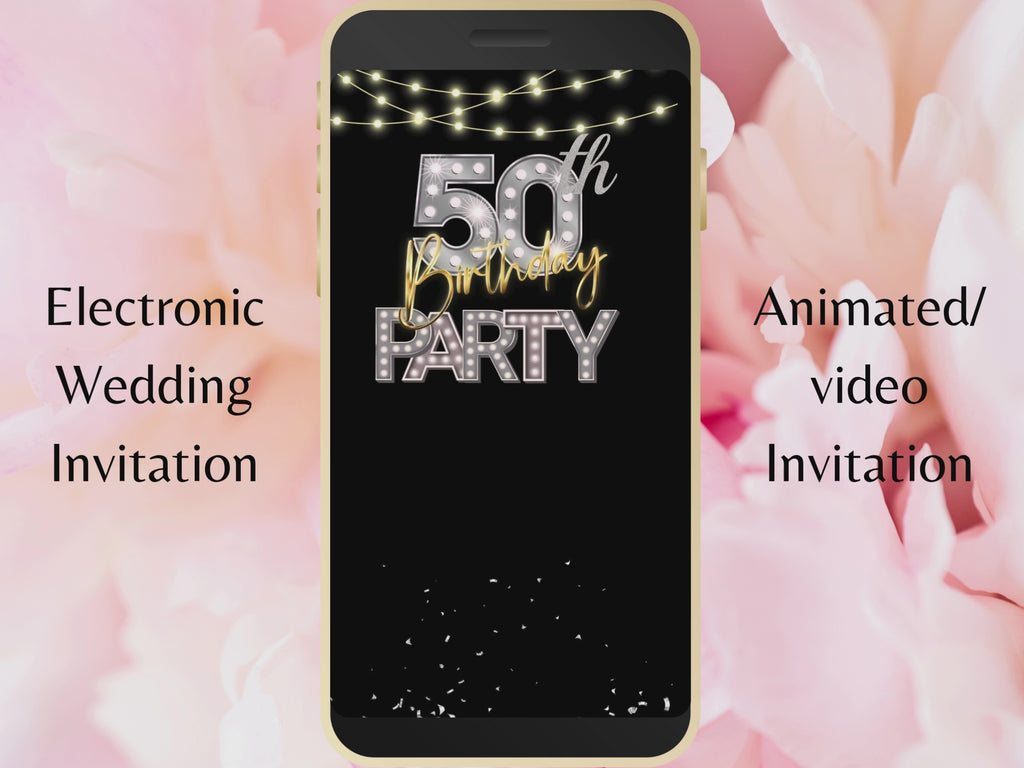 Digital 50th Birthday Party Invitation Video Template, Editable Invite, Women’s Birthday Animated Canva Evite, Online Invitation, WEIB64