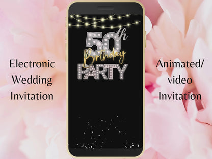 Digital 50th Birthday Party Invitation Video Template, Editable Invite, Women’s Birthday Animated Canva Evite, Online Invitation, WEIB64