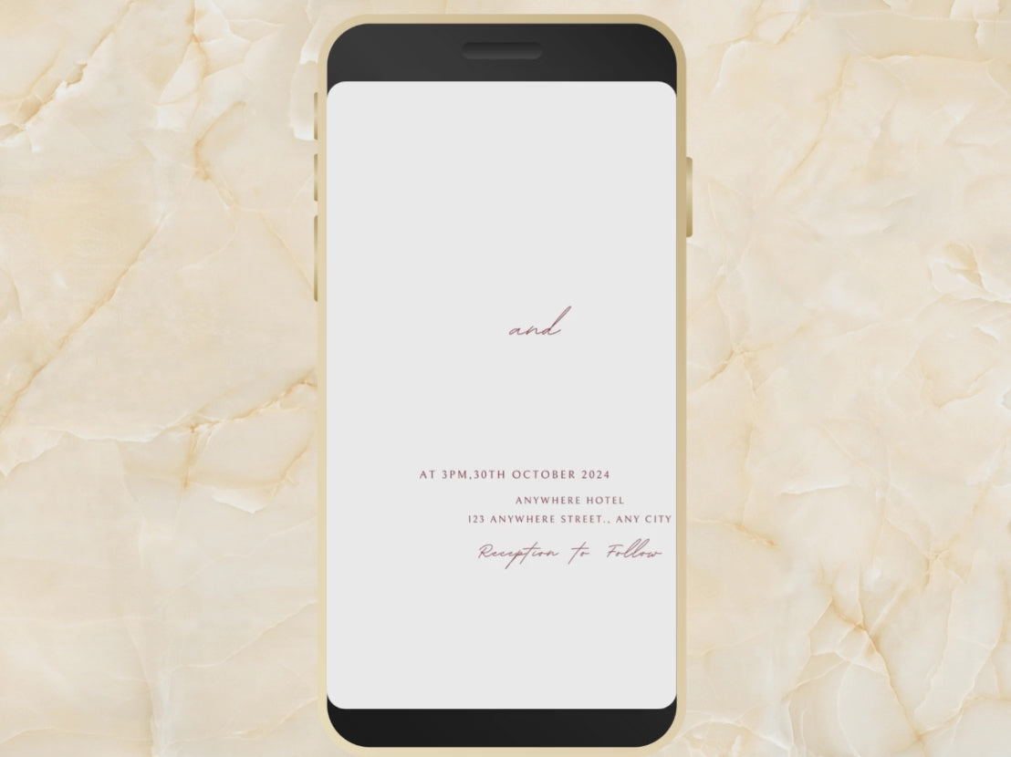 Pink Rose Invitation, Electronic Wedding Invite, Digital, Editable, Flower Wedding Evite, Invitation Templett. WEI22
