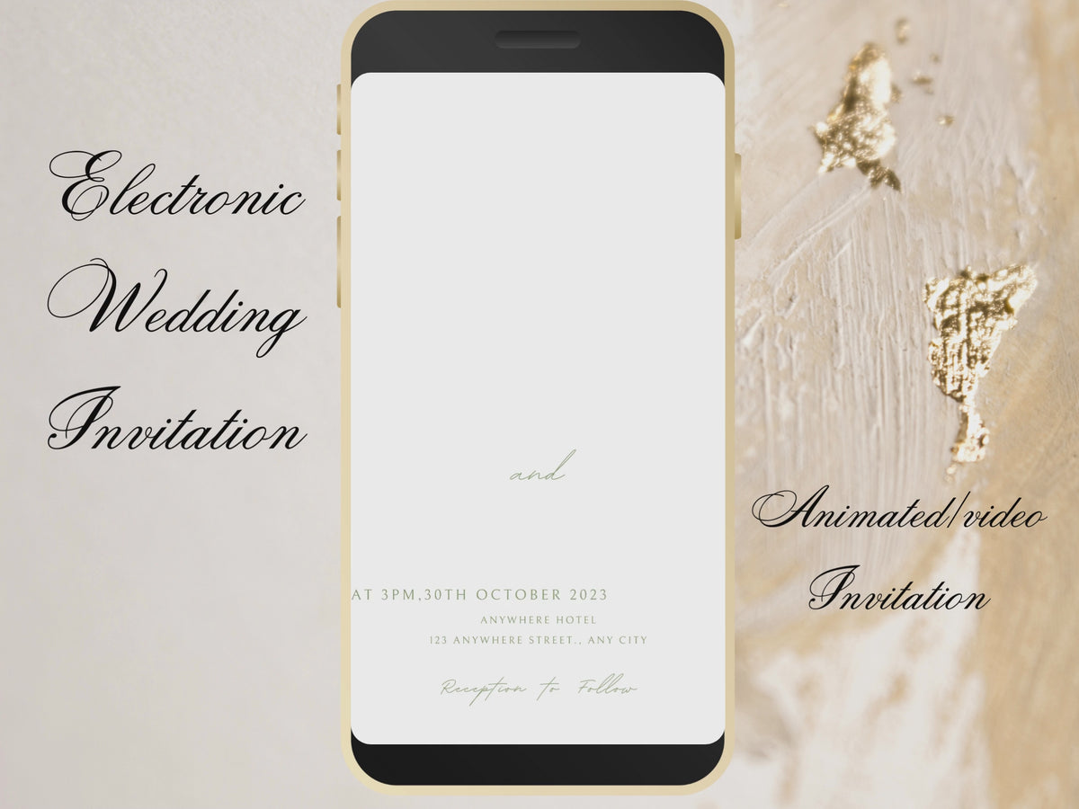 Sage Green Wedding Evite Template, Electronic Wedding Invitation, Sage Green Electronic Invitation, Text Message, Mobile Phone Invite. WEII0