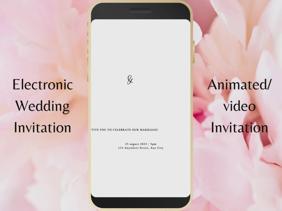 Red Rose Wedding Invitation, Electronic Wedding Invite Template , Minimalist Evite, Red Rose Wedding Evite, Templett. WEI41