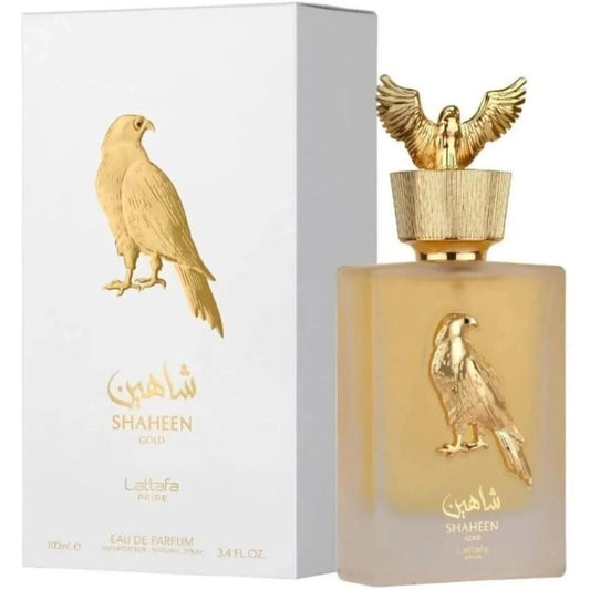 Pride Shaheen Gold by Lattafa perfume for unisex EDP 3.3 / 3.4 oz New in Box