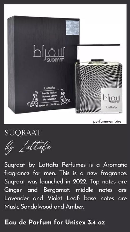 Suqraat by Lattafa 3.4 oz EDP Cologne for Men New in Box