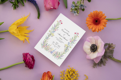 Wedding card 5 x 7, Physical Wedding Invitation, Wild card invitation, Modern Wedding Invite, Summer wedding card, Personalized, Card B86