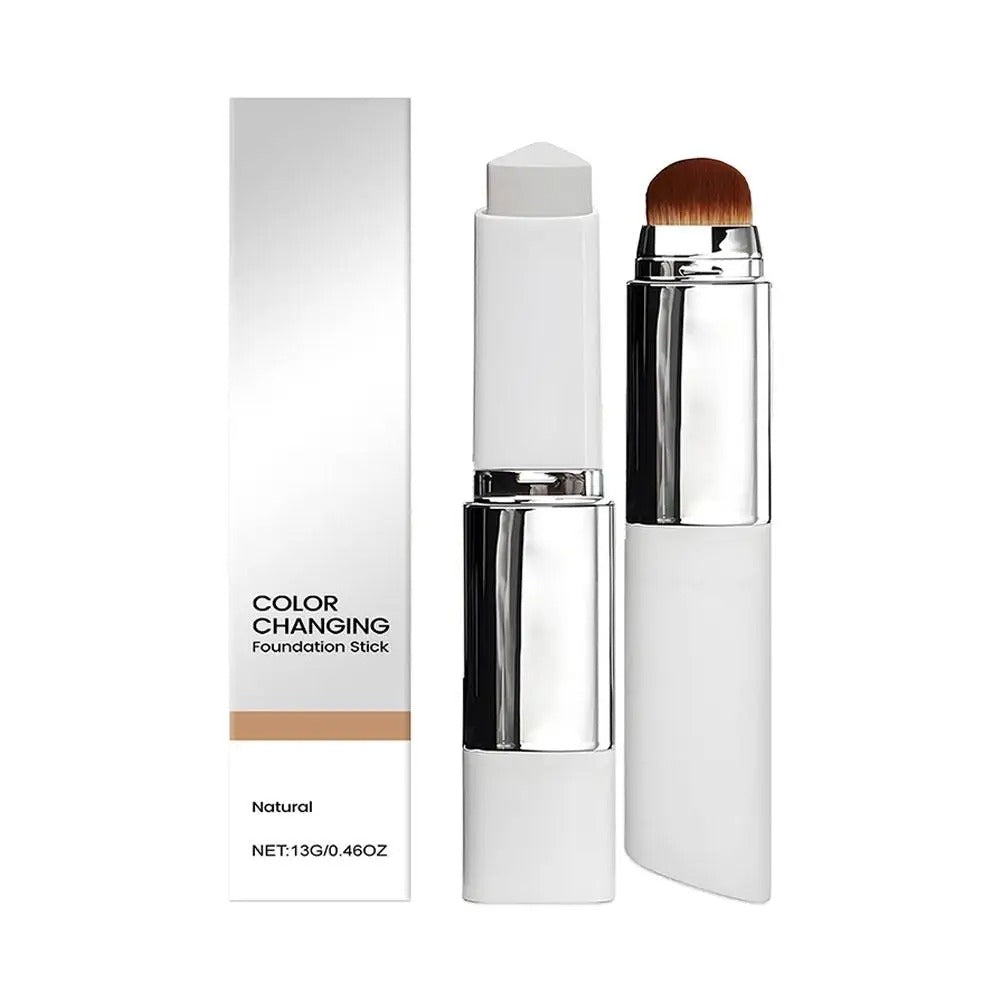 2-in-1 Color-Changing Foundation Stick Liquid Lightweight Moisturizing Brightening Foundation Color Changing For All Skin Types